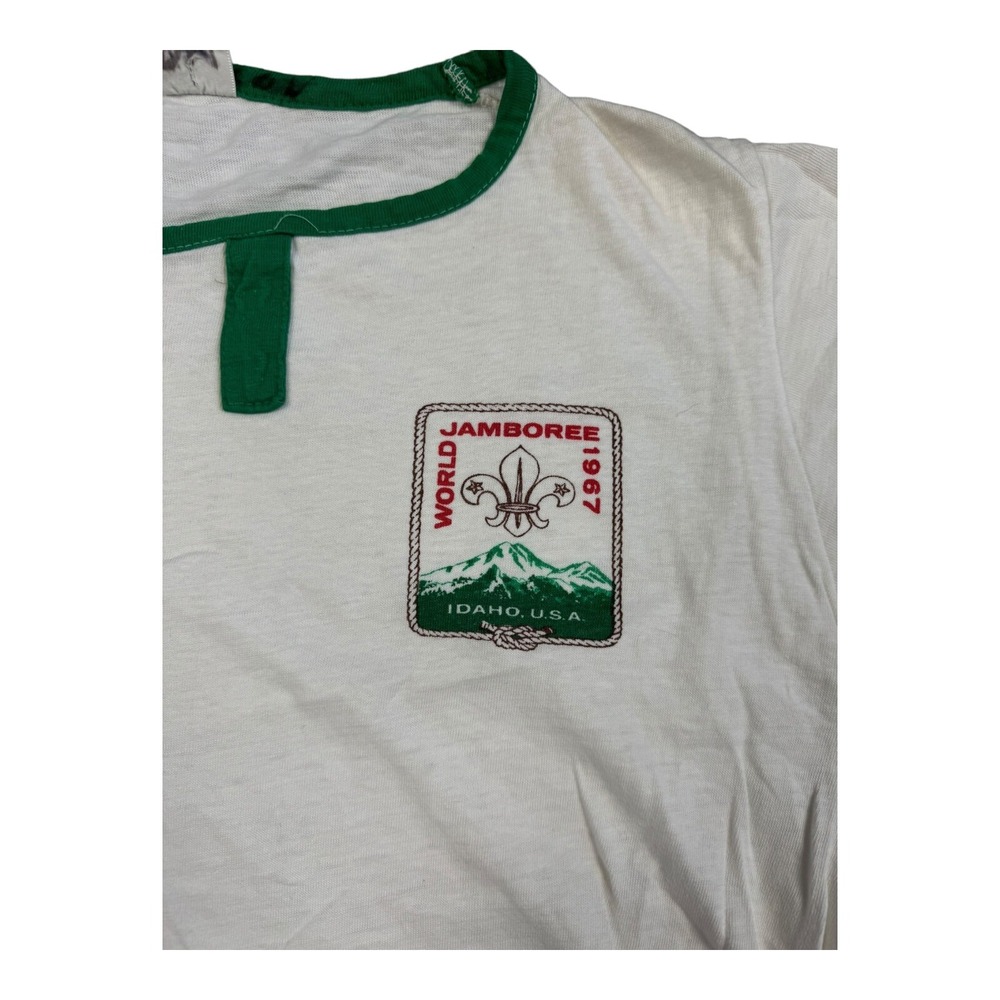 Boy Scouts T-Shirt Mens Small White Good 1967 World Jamboree Ringer GA12 - Picture 3 of 9